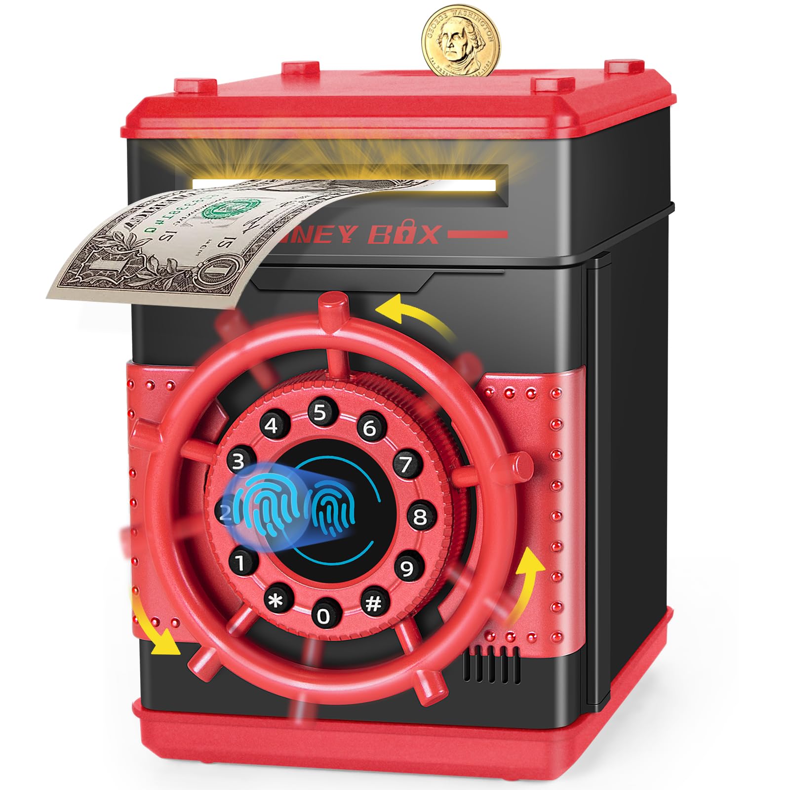 M1号　レッドキング　貯金箱 Amazon.co.jp: Refasy 電子貯金箱 男の子 女の子 子供用 金庫 現金貯金